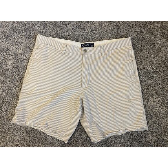 Chaps Men's Seersucker White Tan Striped Shorts Size 40 - Picture 1 of 6